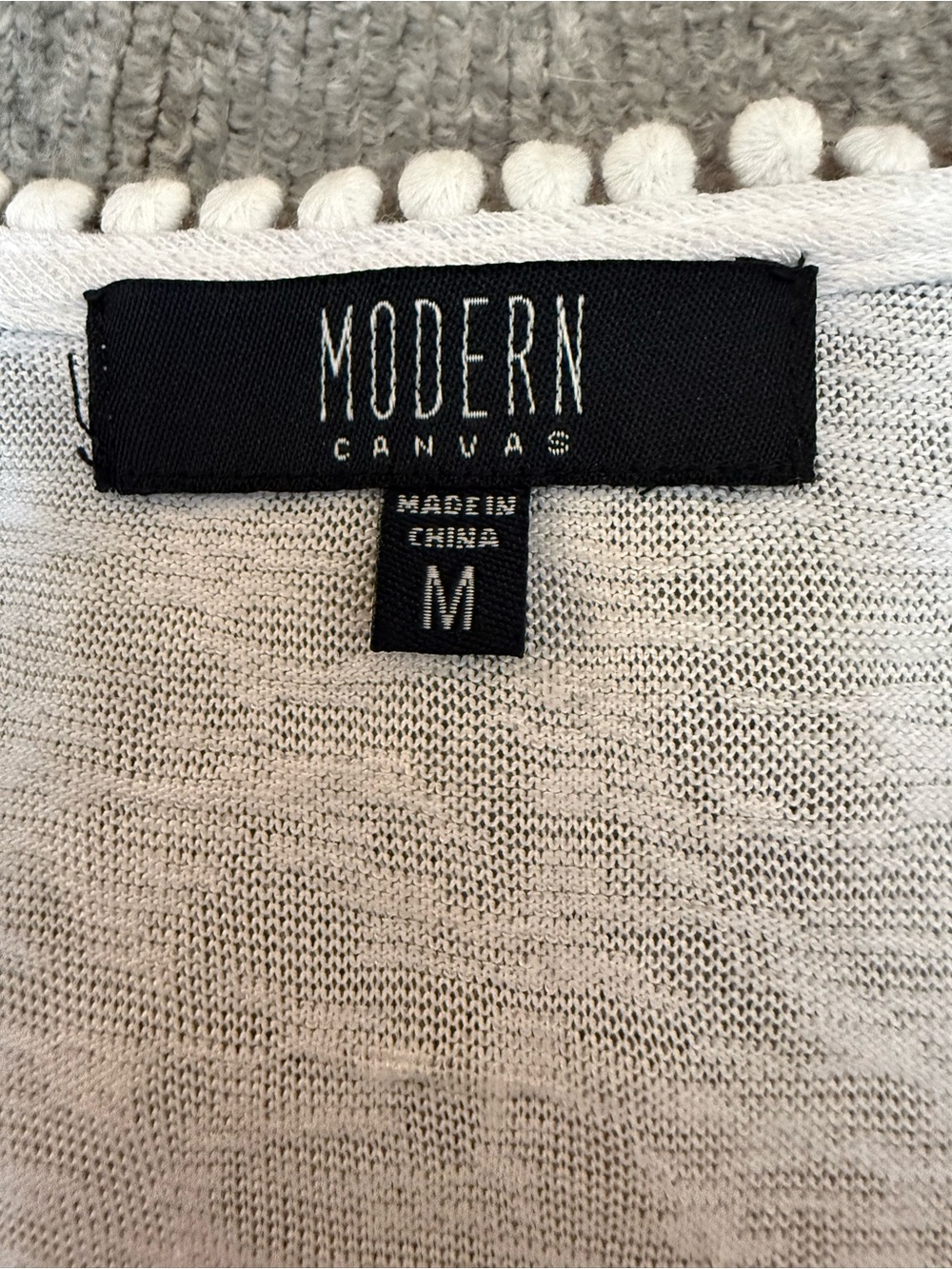 Women’s White Short Sleeve Tee with Crochet Pom-Trim Accents - Picture 8 of 9
